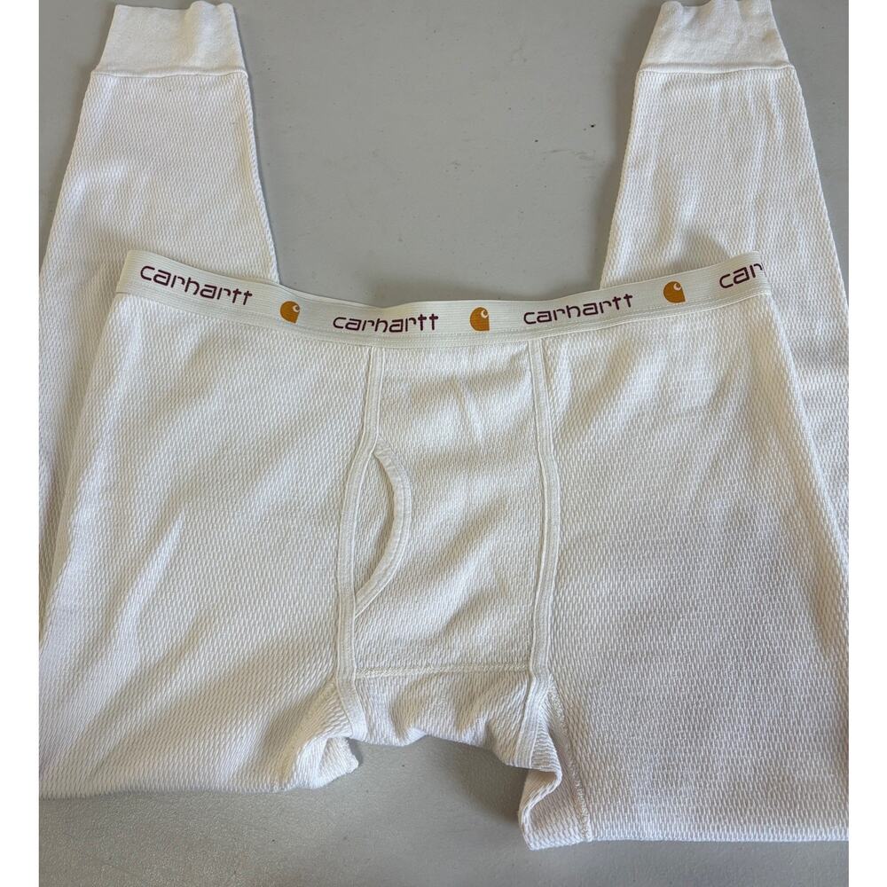 Vtg Carhartt Mens XL Thermal Base Layer Waffle Knit Cuffed Joggers Pants USA